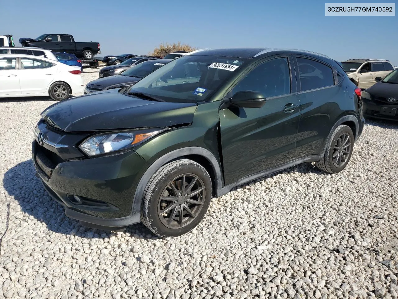 2016 Honda Hr-V Exl VIN: 3CZRU5H77GM740592 Lot: 80251954