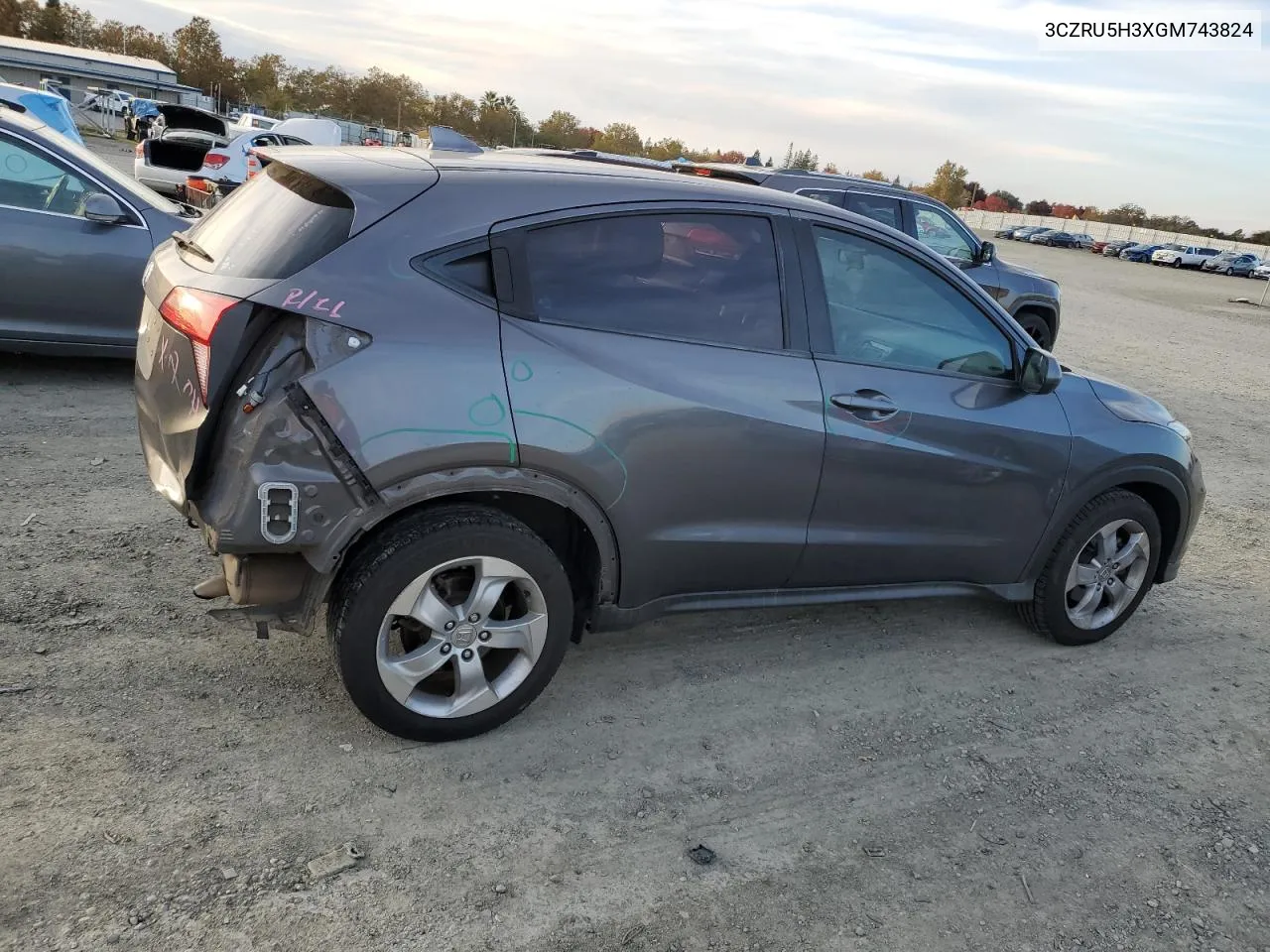 2016 Honda Hr-V Lx VIN: 3CZRU5H3XGM743824 Lot: 80936124