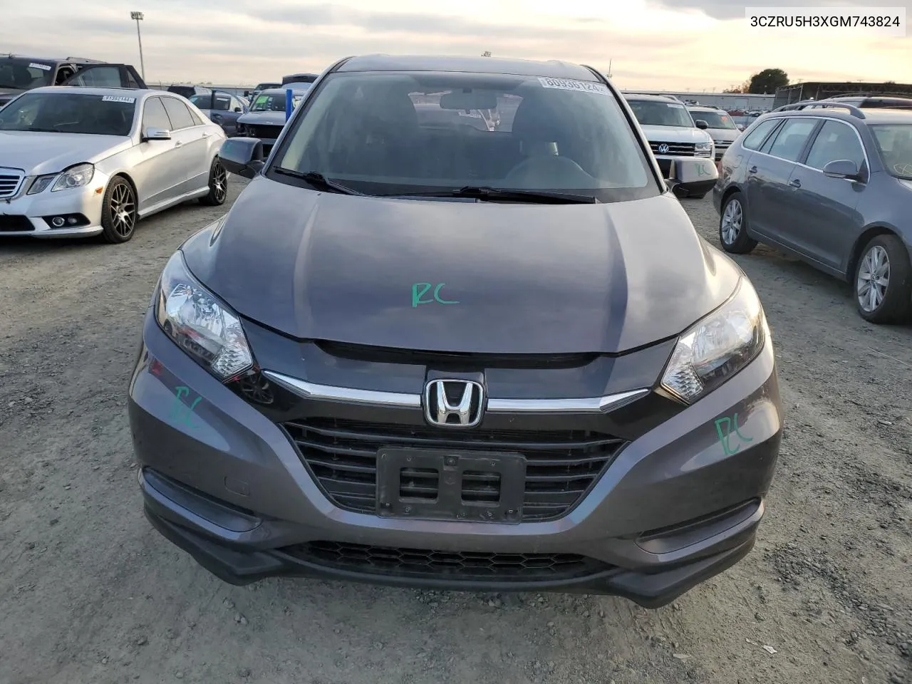 2016 Honda Hr-V Lx VIN: 3CZRU5H3XGM743824 Lot: 80936124