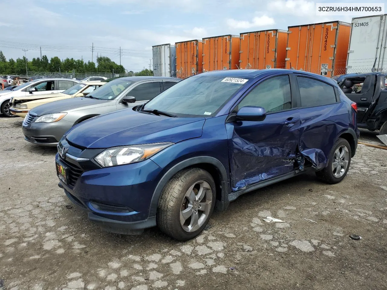 2017 Honda Hr-V Lx VIN: 3CZRU6H34HM700653 Lot: 60921524