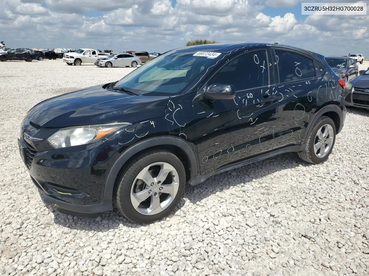 2017 Honda Hr-V Lx VIN: 3CZRU5H32HG700028 Lot: 69072434