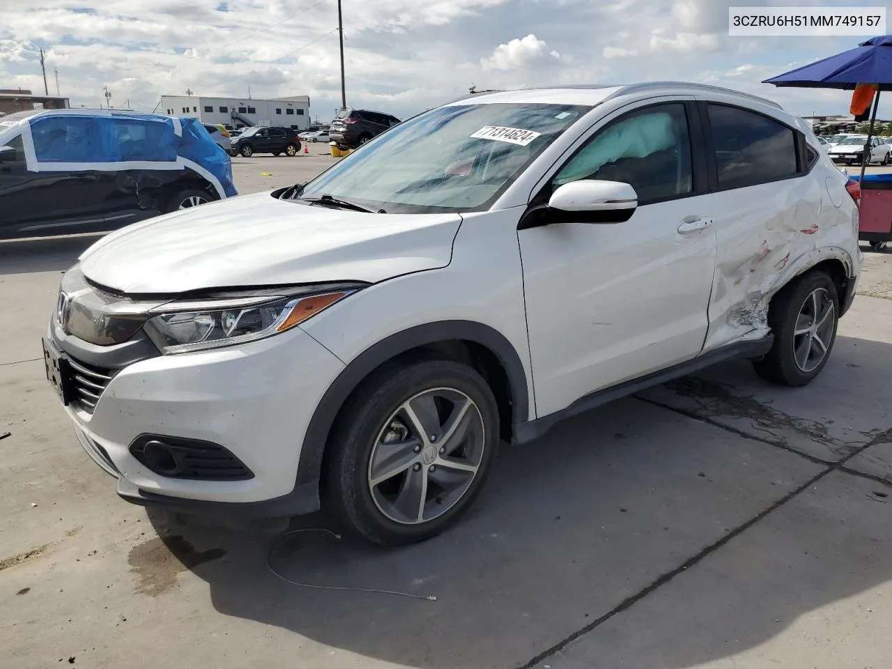 2021 Honda Hr-V Ex VIN: 3CZRU6H51MM749157 Lot: 71314624