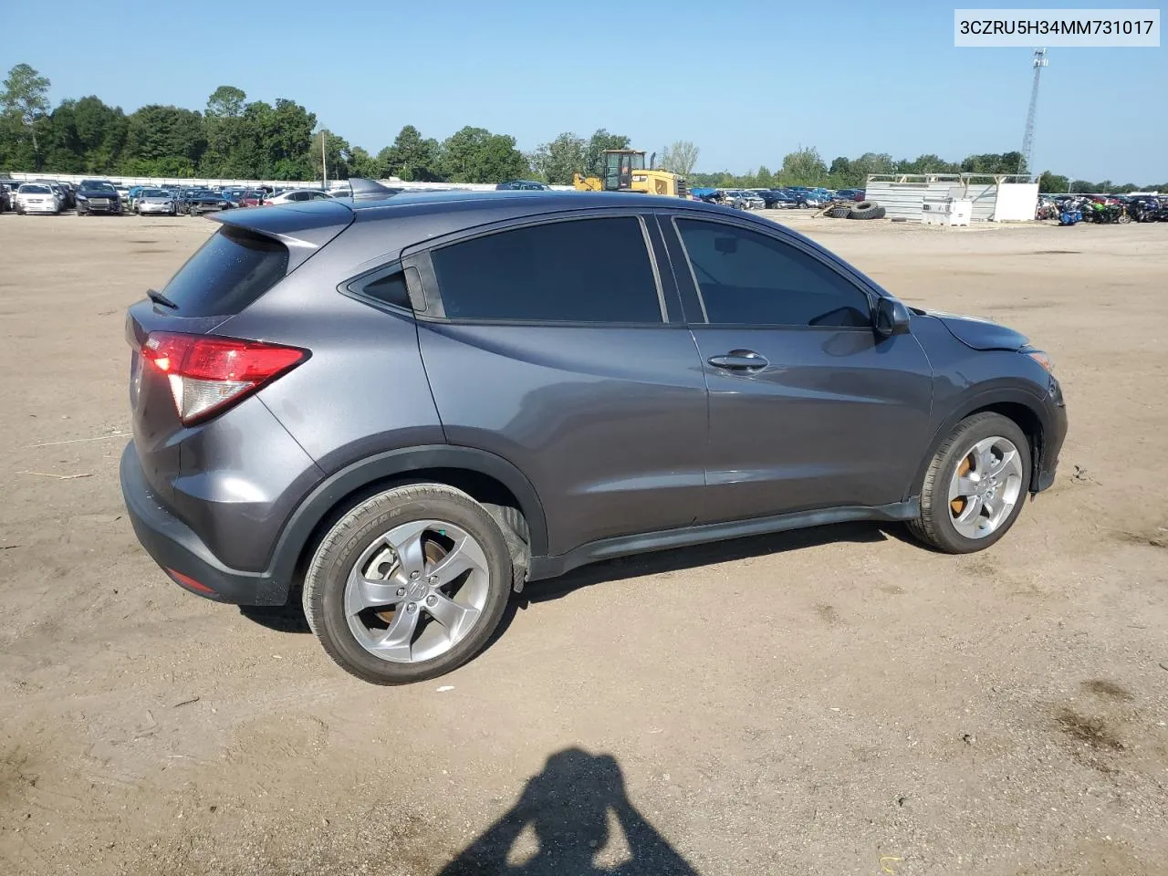 2021 Honda Hr-V Lx VIN: 3CZRU5H34MM731017 Lot: 71813234