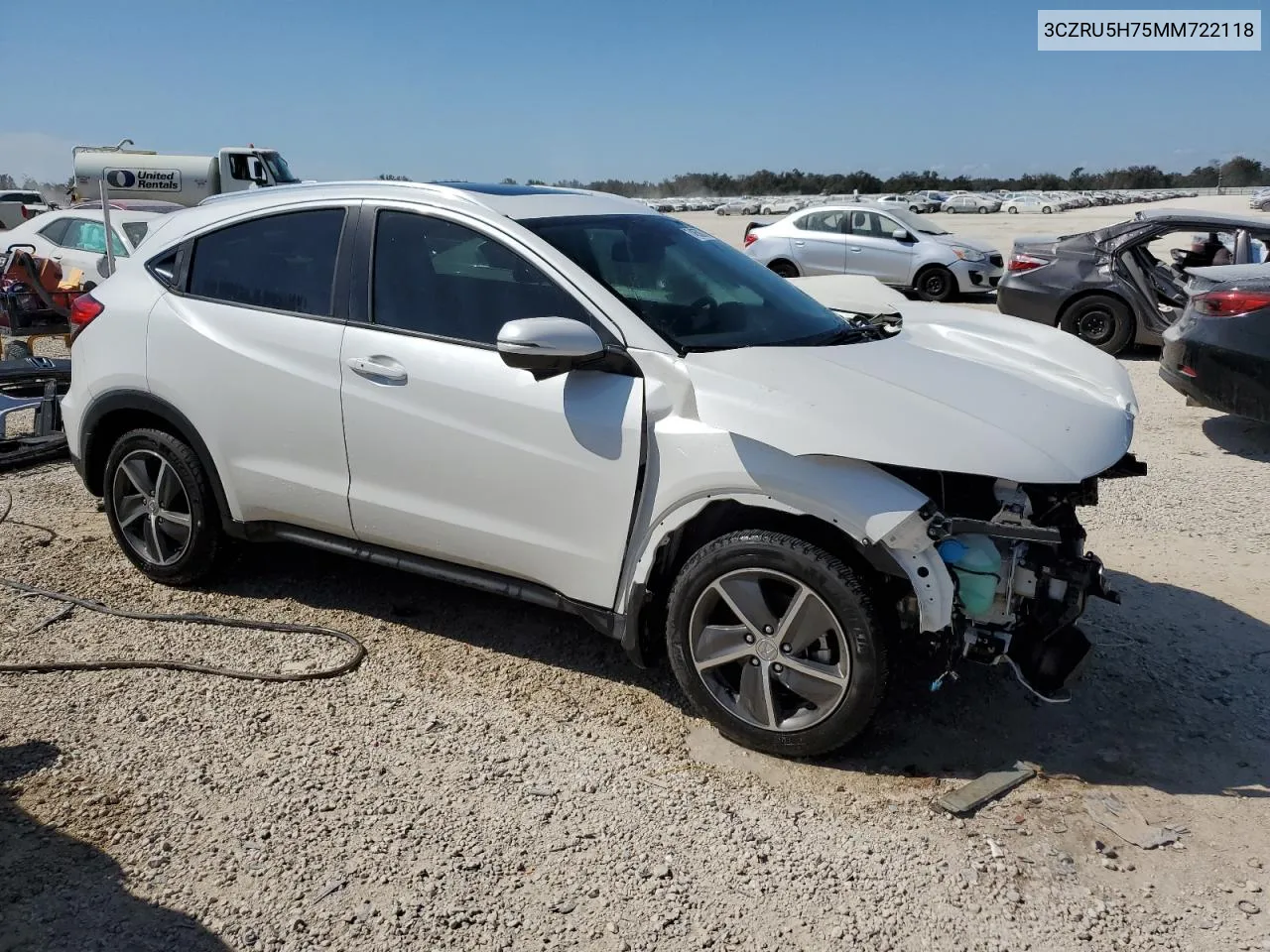 2021 Honda Hr-V Exl VIN: 3CZRU5H75MM722118 Lot: 74858274