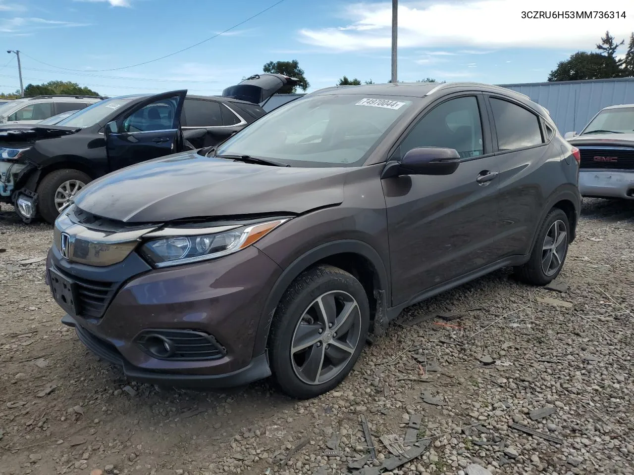 2021 Honda Hr-V Ex VIN: 3CZRU6H53MM736314 Lot: 74970044