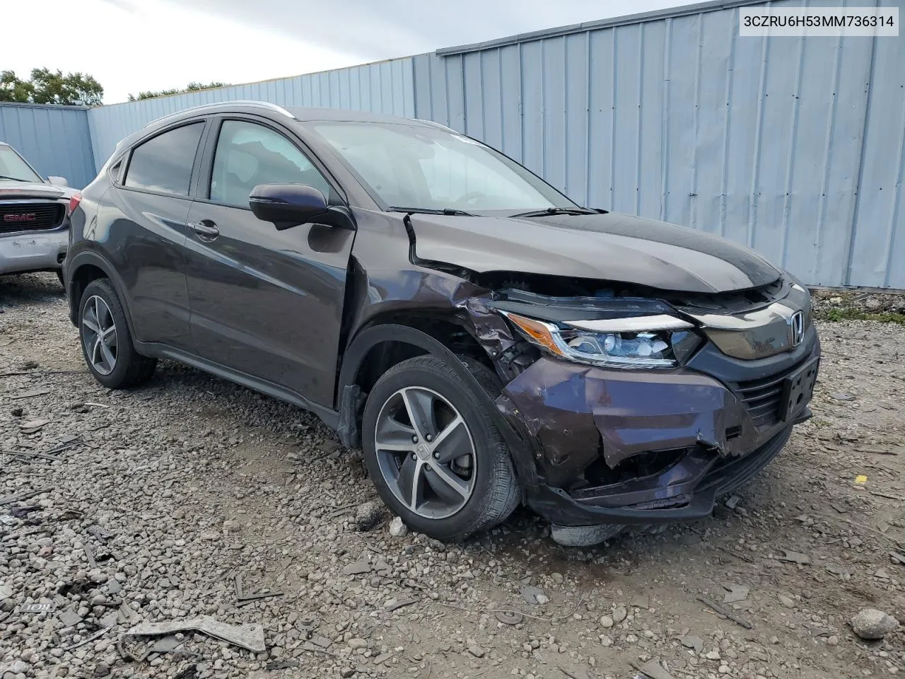 2021 Honda Hr-V Ex VIN: 3CZRU6H53MM736314 Lot: 74970044