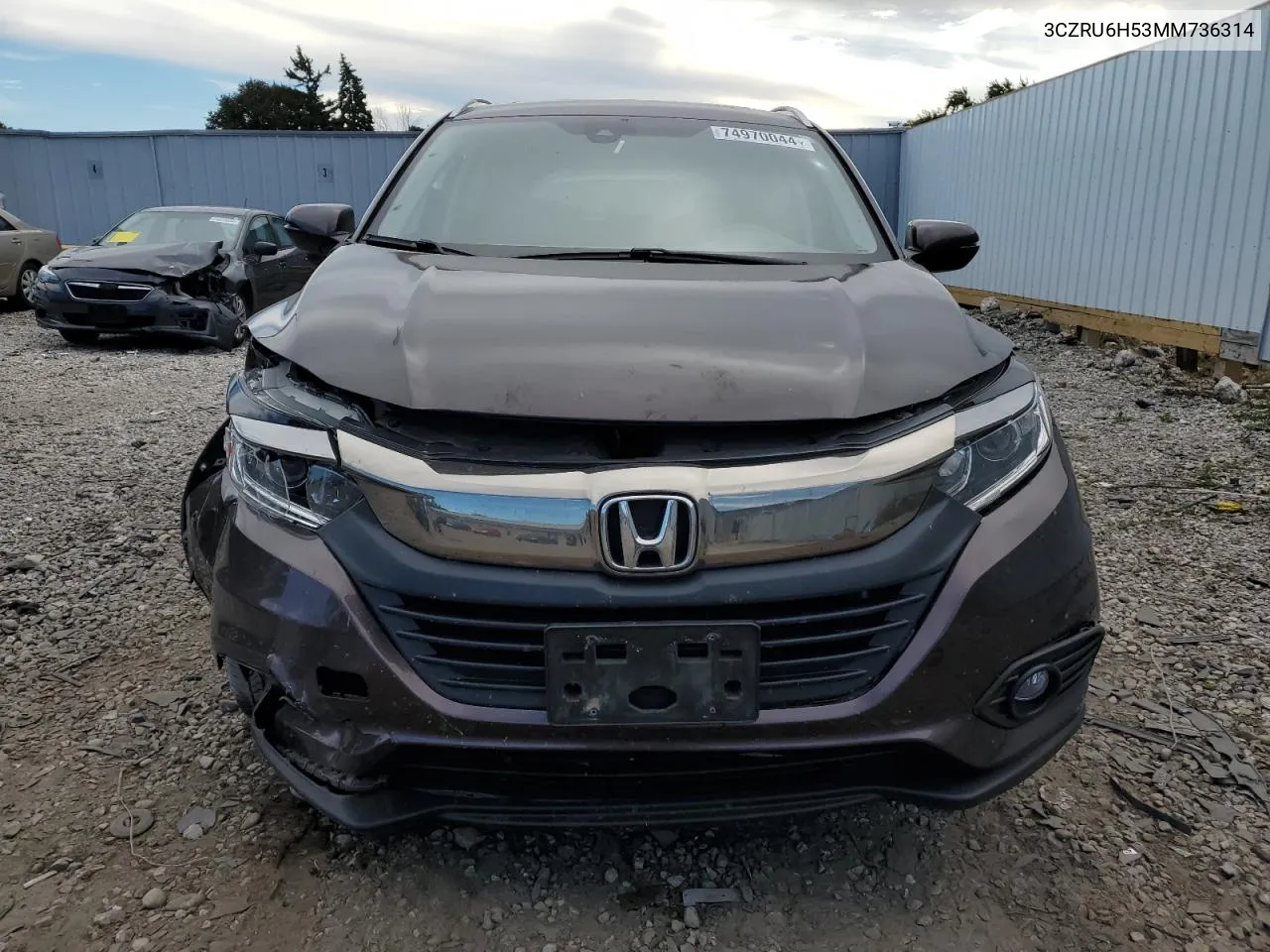 2021 Honda Hr-V Ex VIN: 3CZRU6H53MM736314 Lot: 74970044