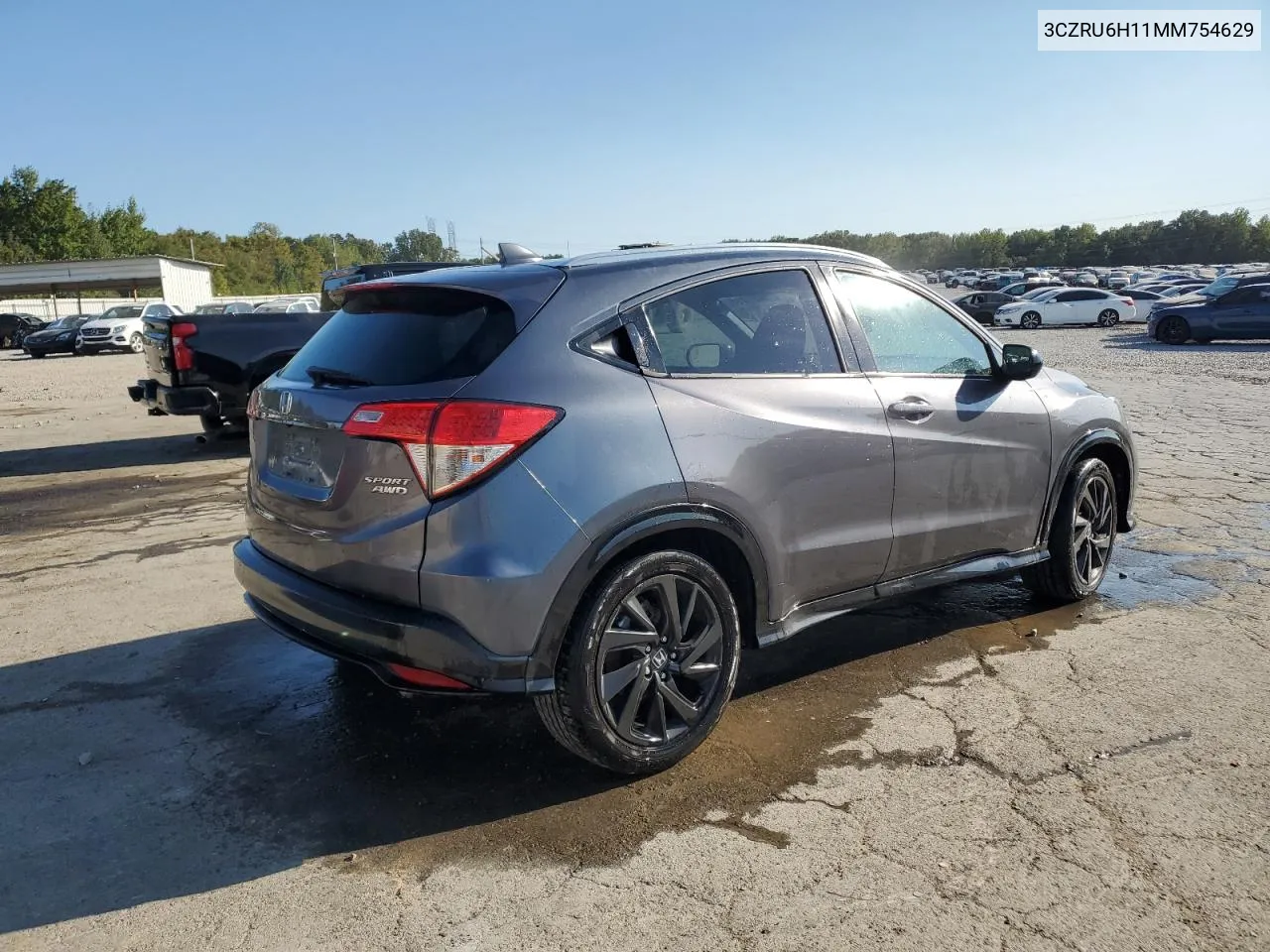 2021 Honda Hr-V Sport VIN: 3CZRU6H11MM754629 Lot: 75057314