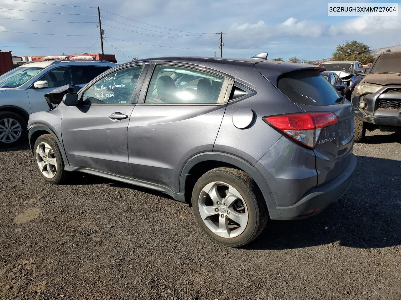 2021 Honda Hr-V Lx VIN: 3CZRU5H3XMM727604 Lot: 77590784