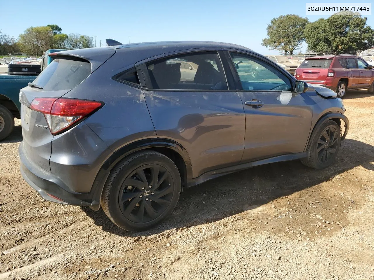 2021 Honda Hr-V Sport VIN: 3CZRU5H11MM717445 Lot: 77638264