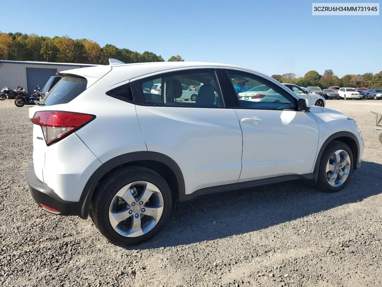 2021 Honda Hr-V Lx VIN: 3CZRU6H34MM731945 Lot: 77755494