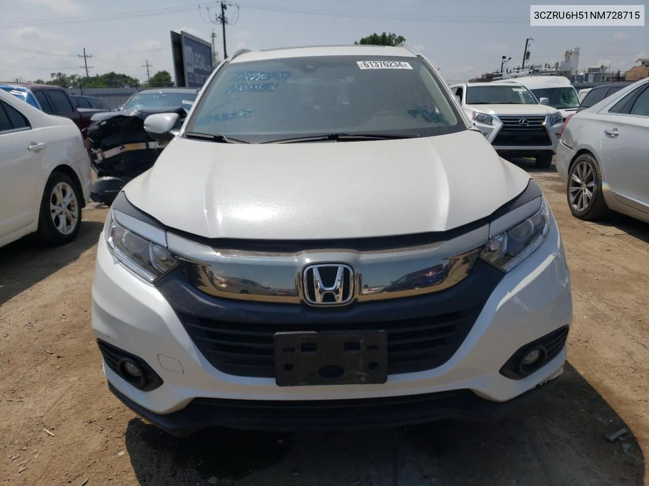 2022 Honda Hr-V Ex VIN: 3CZRU6H51NM728715 Lot: 61376234