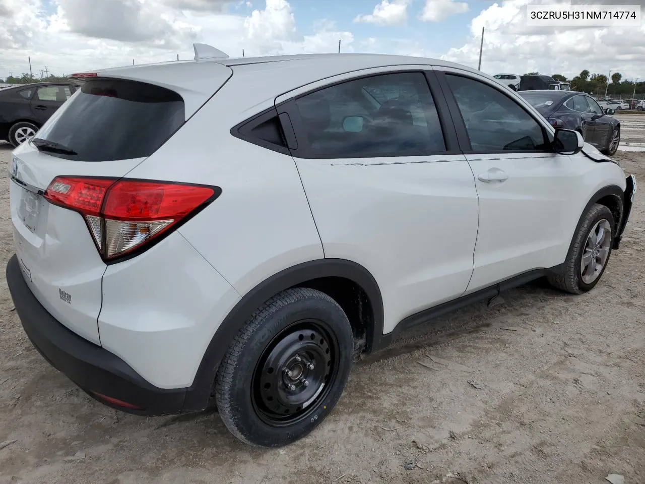 2022 Honda Hr-V Lx VIN: 3CZRU5H31NM714774 Lot: 69501154