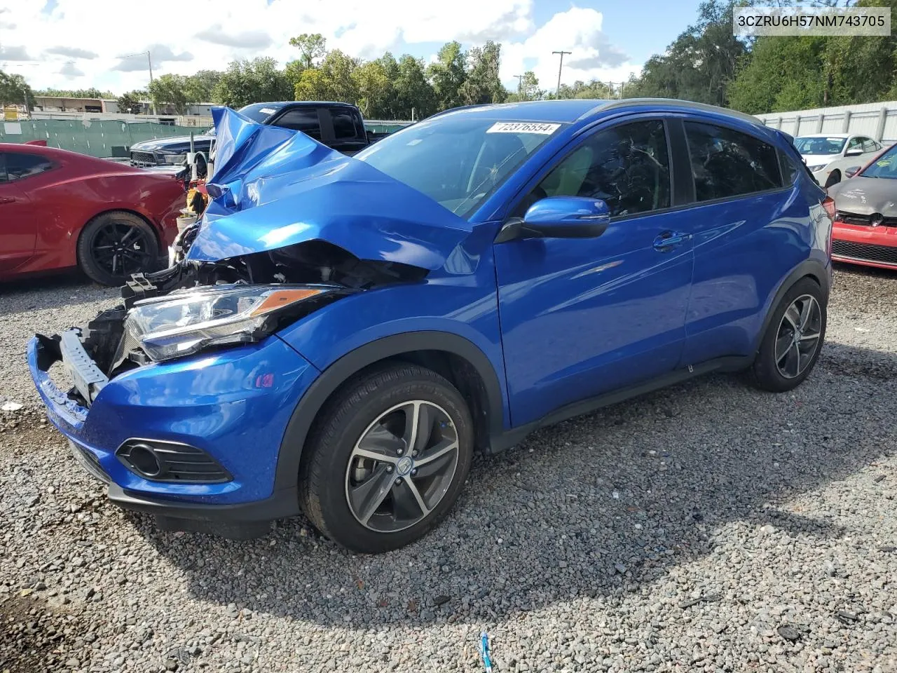 2022 Honda Hr-V Ex VIN: 3CZRU6H57NM743705 Lot: 72376554