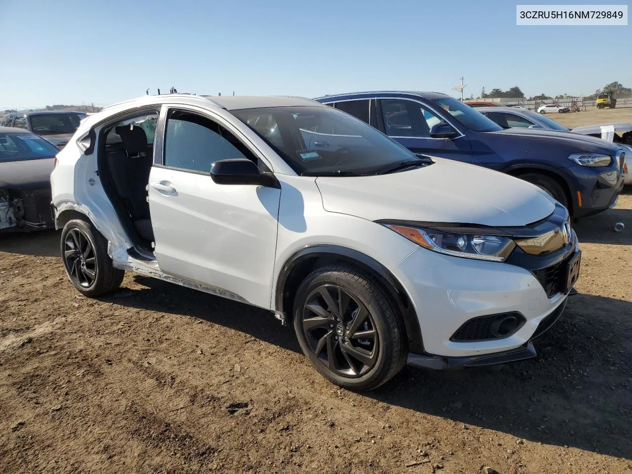 2022 Honda Hr-V Sport VIN: 3CZRU5H16NM729849 Lot: 75230574