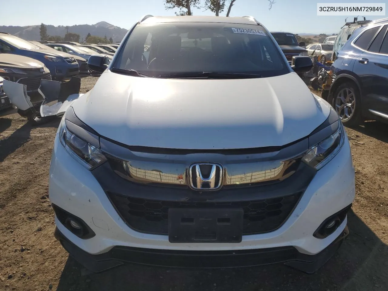 2022 Honda Hr-V Sport VIN: 3CZRU5H16NM729849 Lot: 75230574