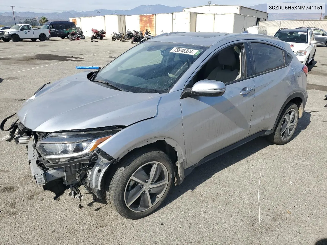 2022 Honda Hr-V Ex VIN: 3CZRU5H5XNM741151 Lot: 75988324