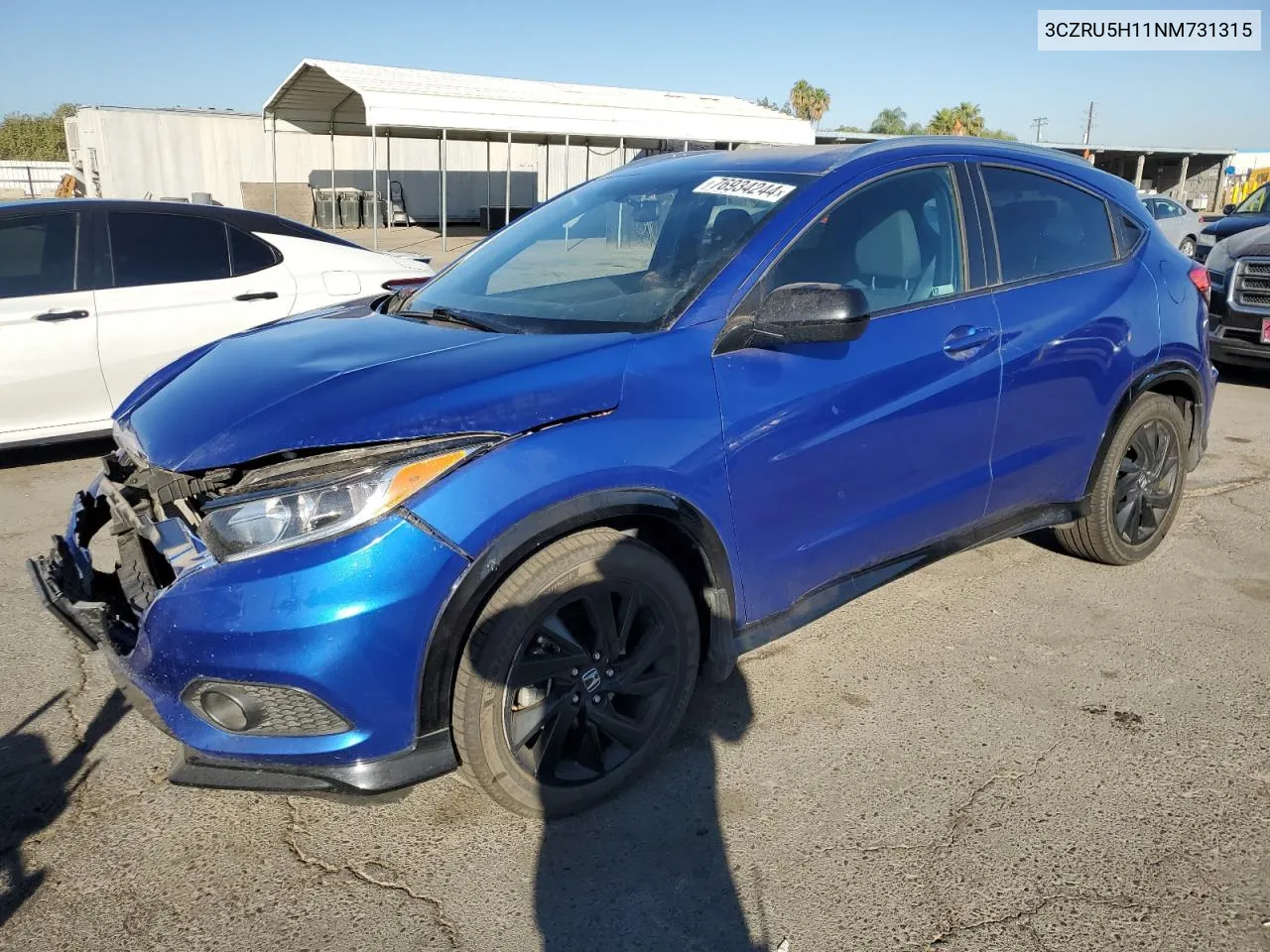 2022 Honda Hr-V Sport VIN: 3CZRU5H11NM731315 Lot: 76934244