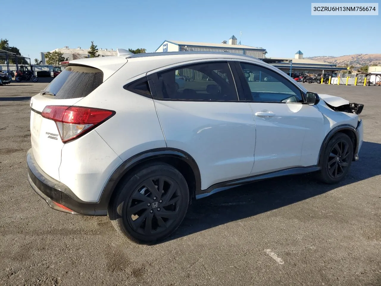 2022 Honda Hr-V Sport VIN: 3CZRU6H13NM756674 Lot: 77280914