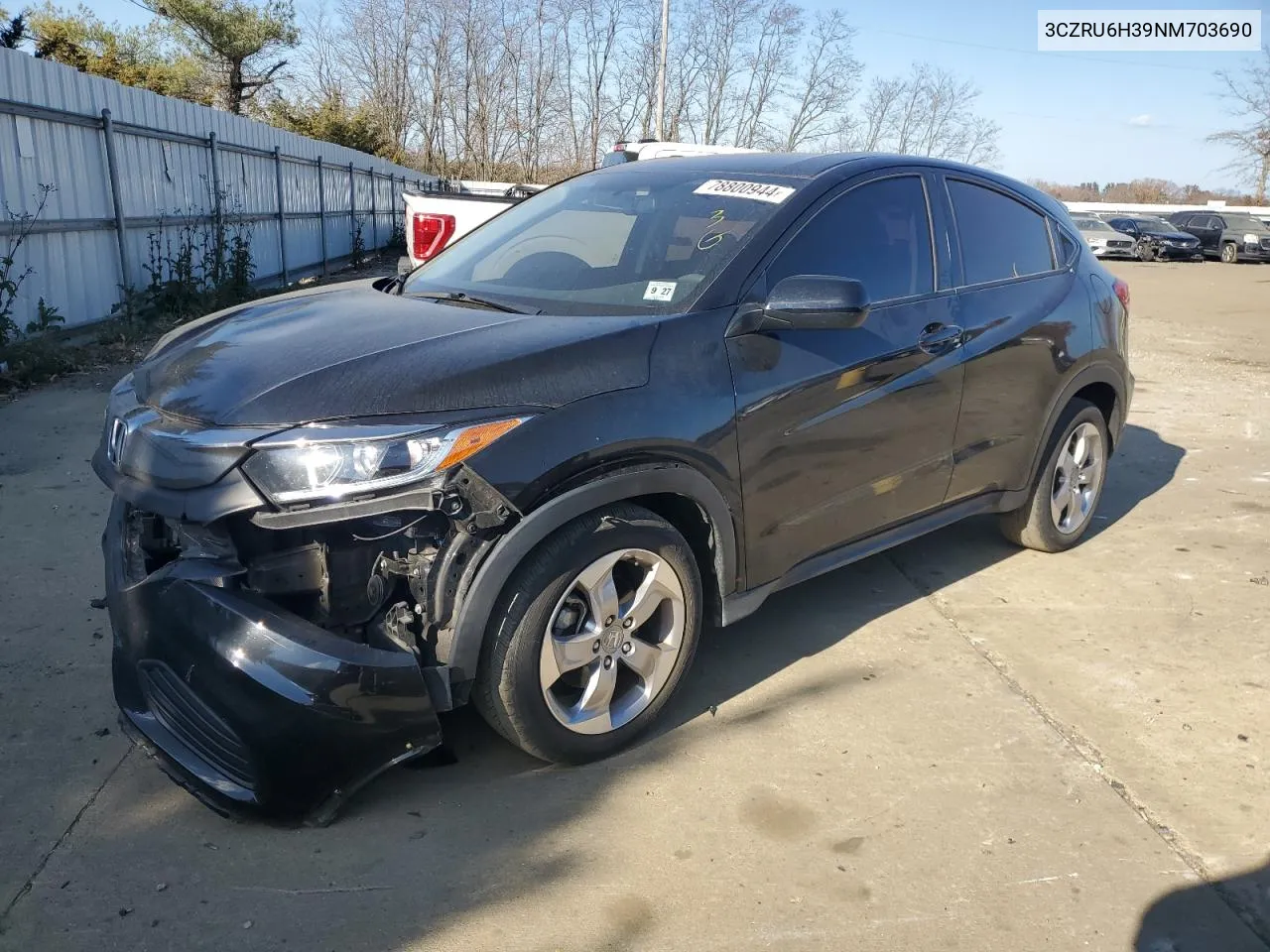 2022 Honda Hr-V Lx VIN: 3CZRU6H39NM703690 Lot: 78800944