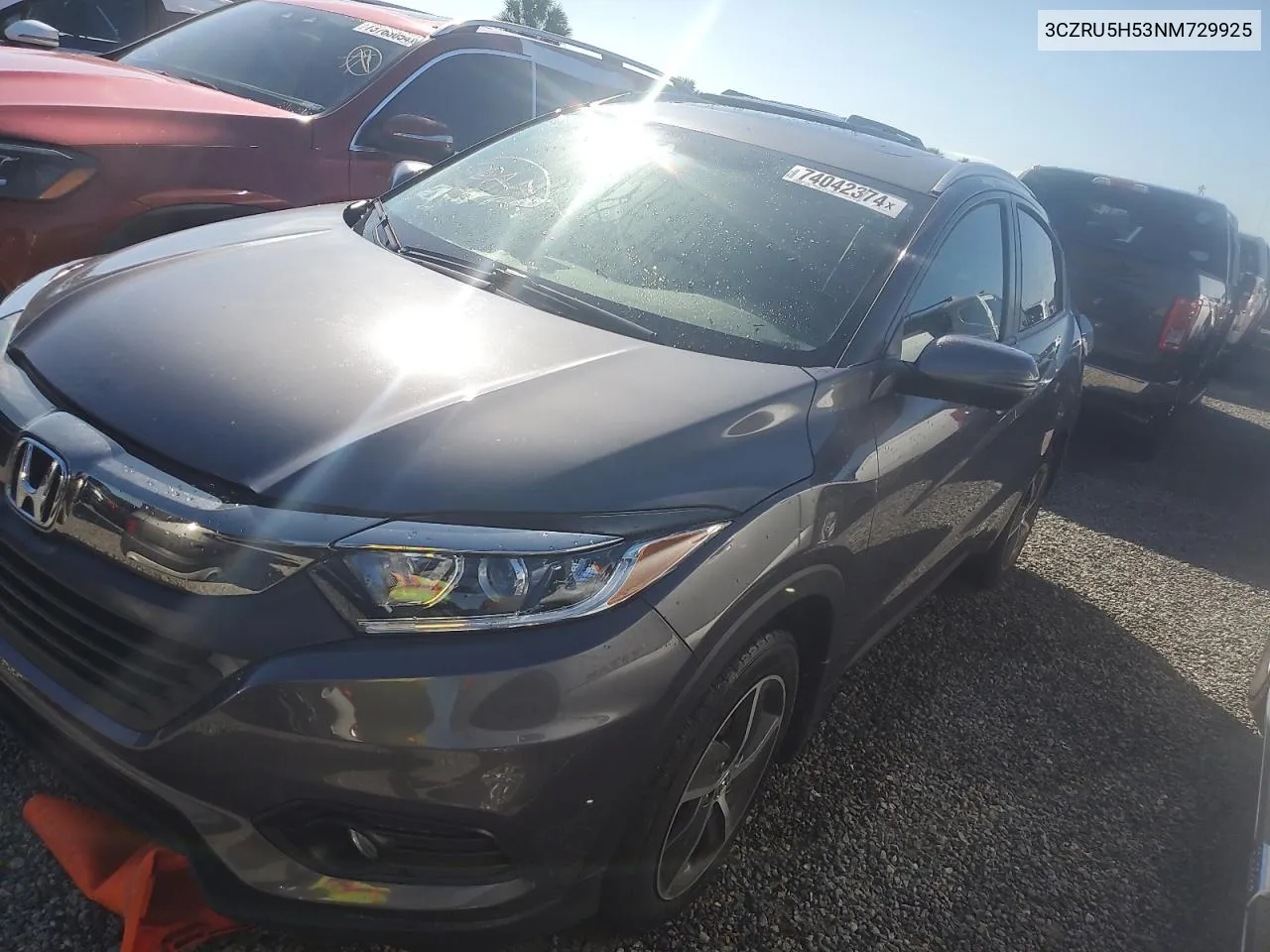 2022 Honda Hr-V Ex VIN: 3CZRU5H53NM729925 Lot: 81204504