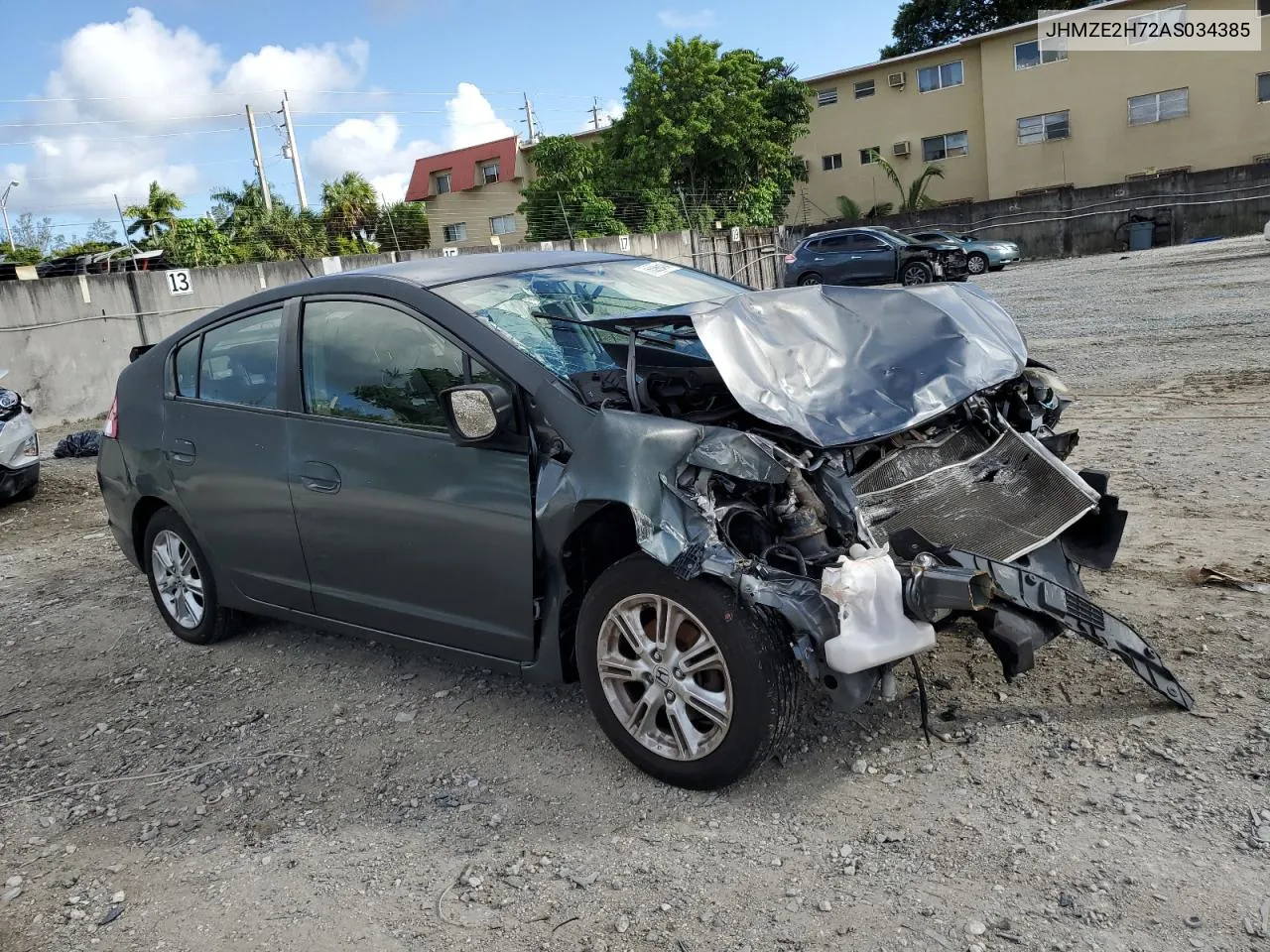 2010 Honda Insight Ex VIN: JHMZE2H72AS034385 Lot: 76396414