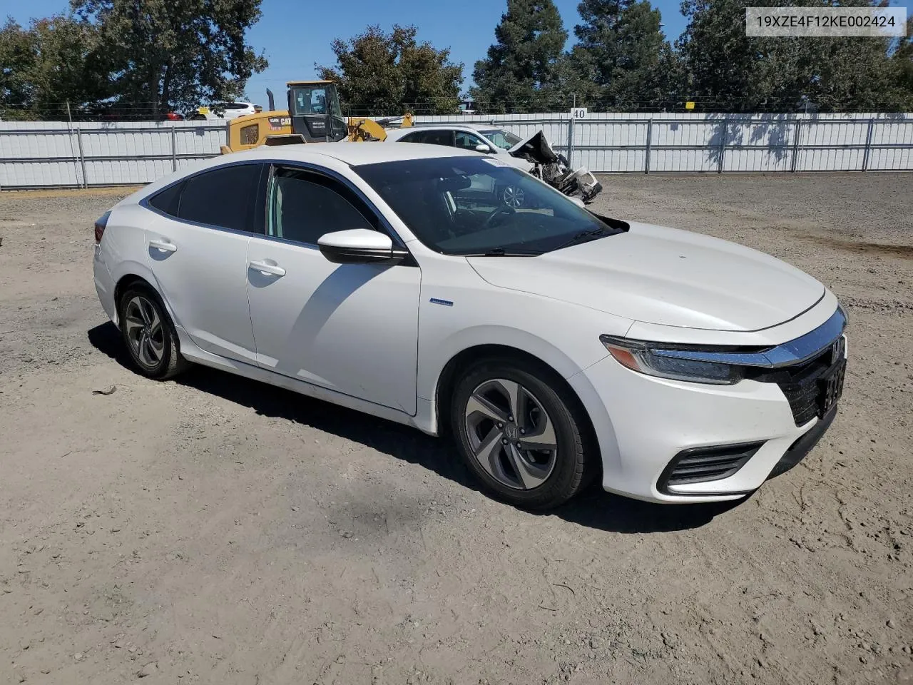 19XZE4F12KE002424 2019 Honda Insight Lx