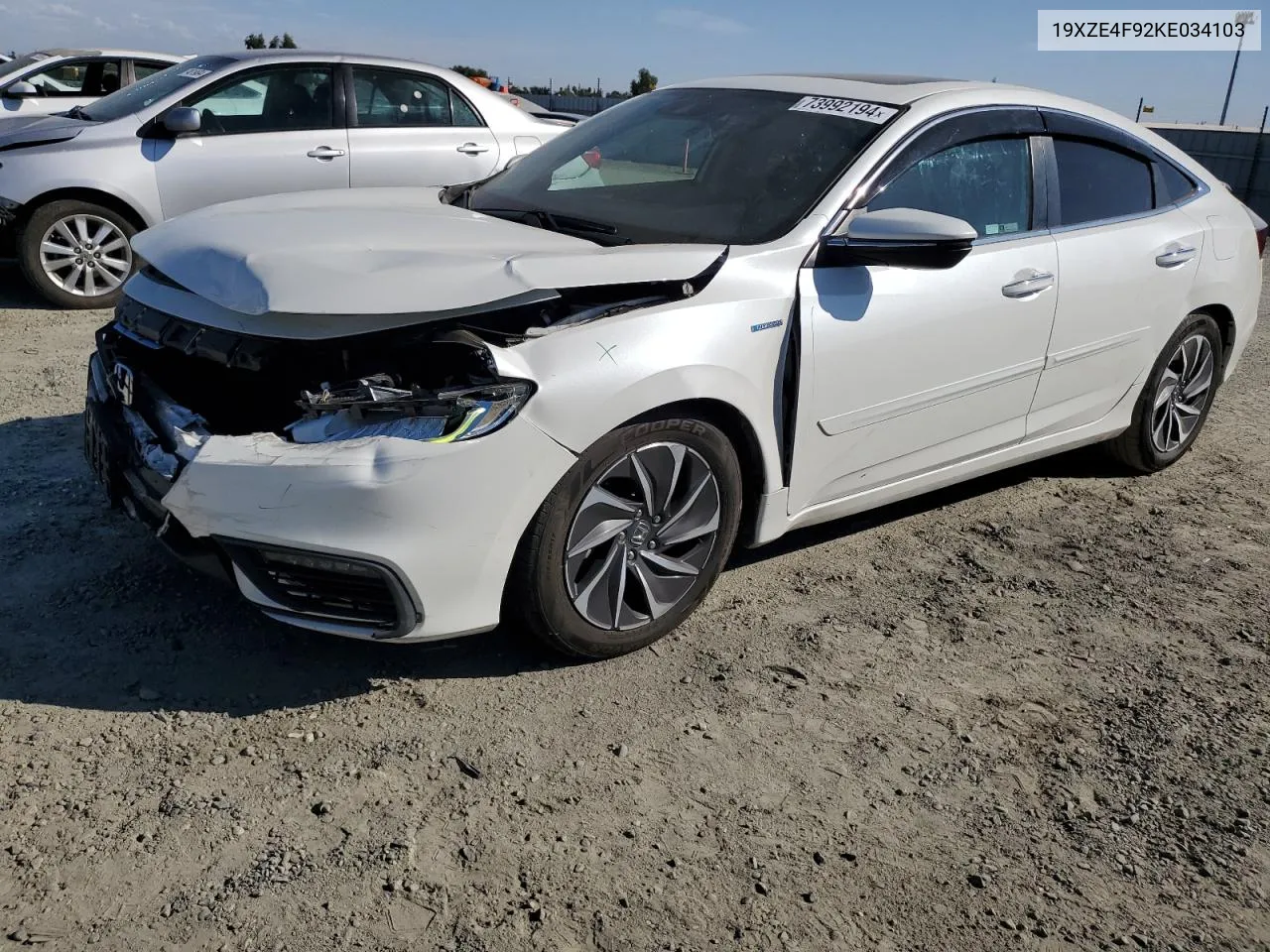 2019 Honda Insight Touring VIN: 19XZE4F92KE034103 Lot: 73992194