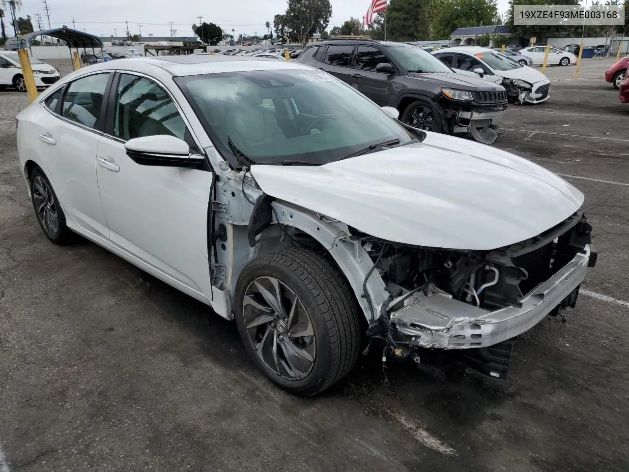 2021 Honda Insight Touring VIN: 19XZE4F93ME003168 Lot: 72269064