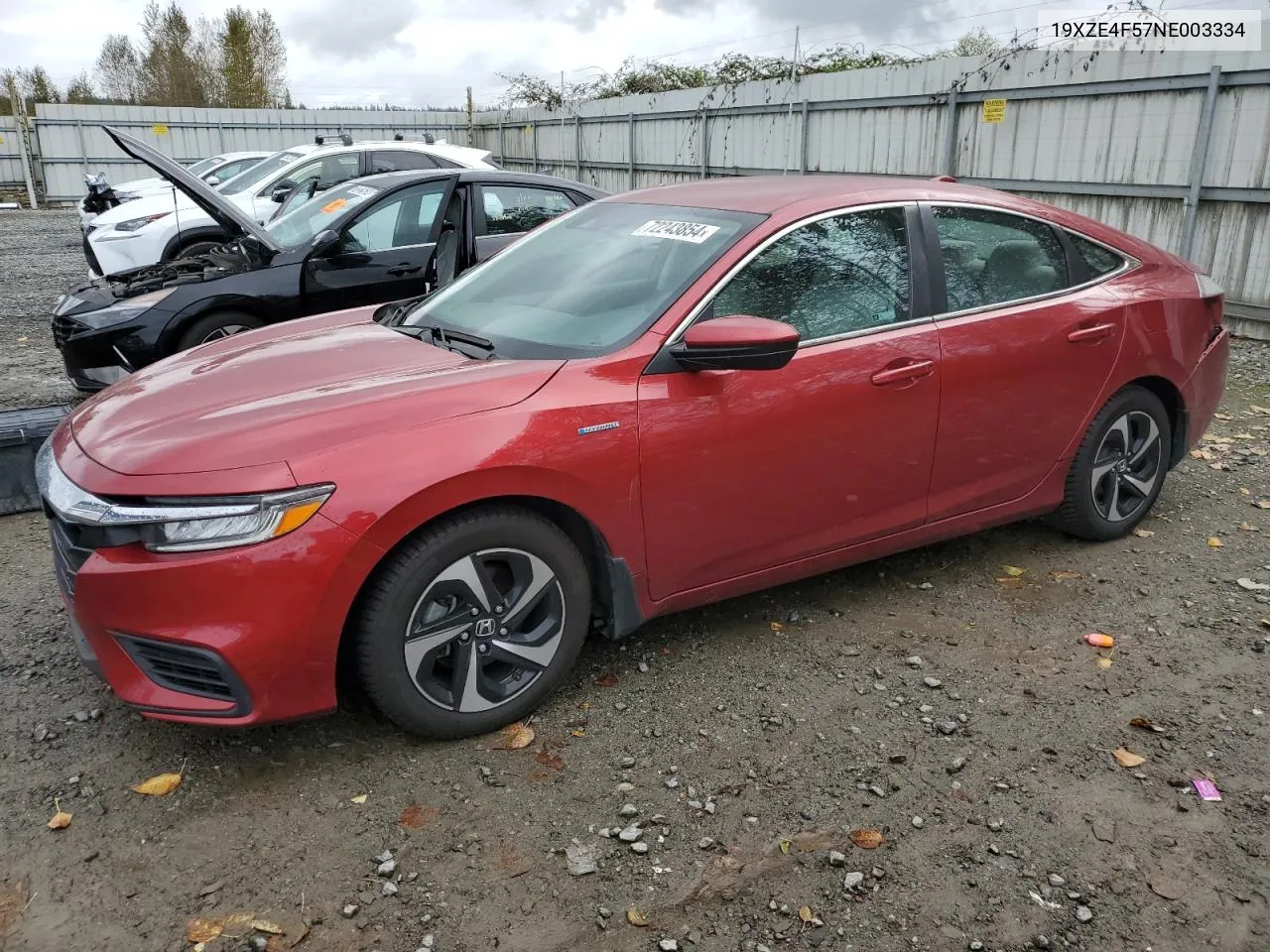 19XZE4F57NE003334 2022 Honda Insight Ex