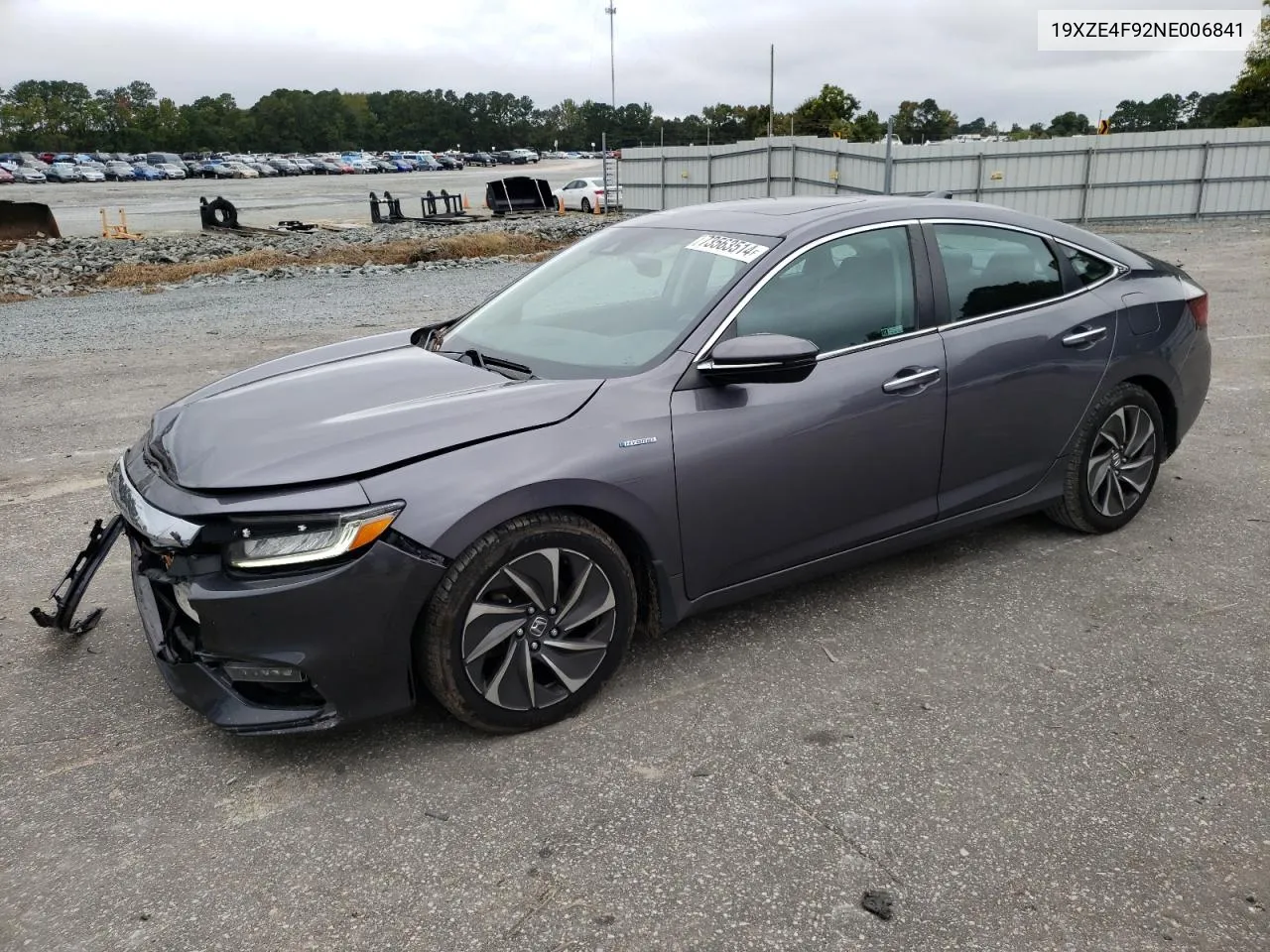 2022 Honda Insight Touring VIN: 19XZE4F92NE006841 Lot: 73563514