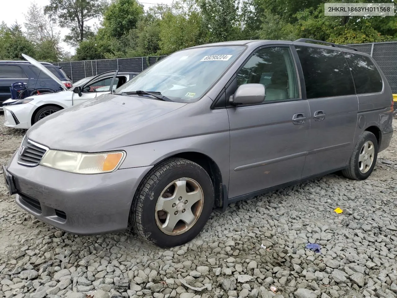 2000 Honda Odyssey Ex VIN: 2HKRL1863YH011568 Lot: 69295224