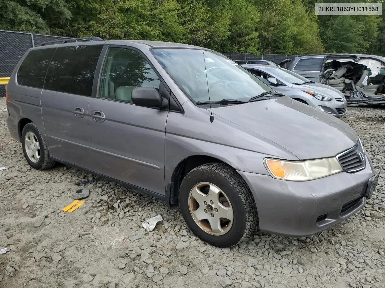 2000 Honda Odyssey Ex VIN: 2HKRL1863YH011568 Lot: 69295224