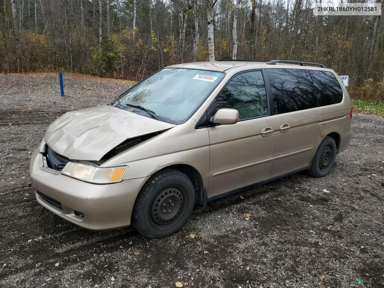 2000 Honda Odyssey Ex VIN: 2HKRL1860YH012581 Lot: 79036694