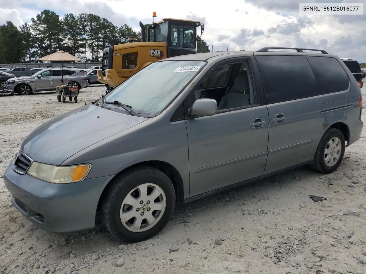 2002 Honda Odyssey Ex VIN: 5FNRL18612B016077 Lot: 72448924