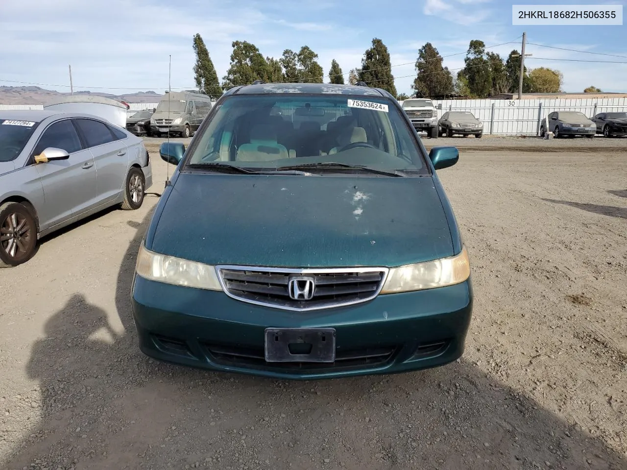 2002 Honda Odyssey Ex VIN: 2HKRL18682H506355 Lot: 75353624