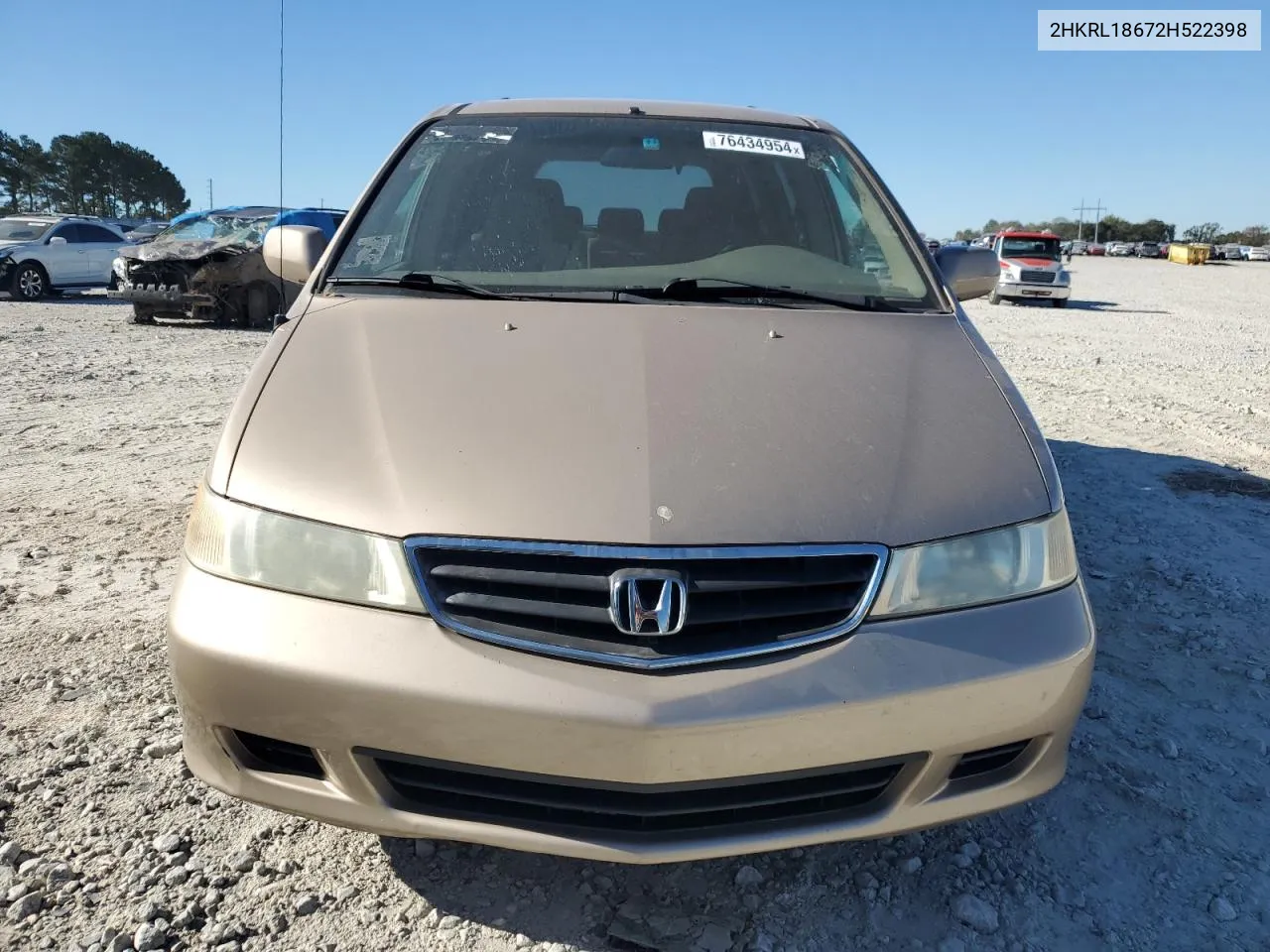 2002 Honda Odyssey Ex VIN: 2HKRL18672H522398 Lot: 76434954