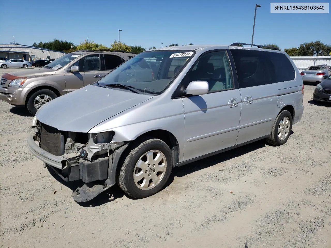 2003 Honda Odyssey Ex VIN: 5FNRL18643B103540 Lot: 69418374