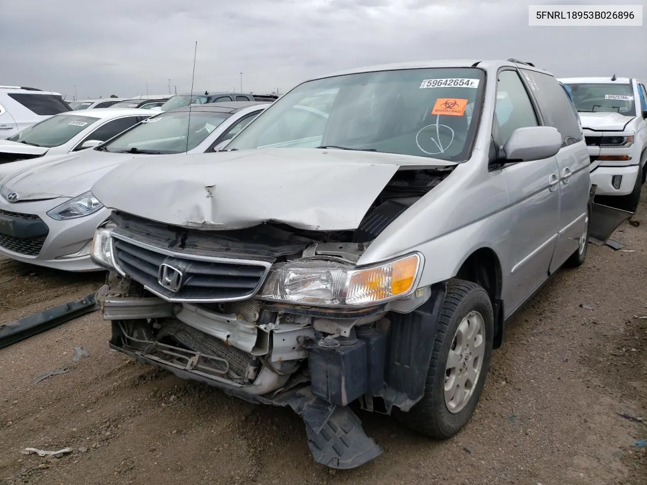 2003 Honda Odyssey Exl VIN: 5FNRL18953B026896 Lot: 72232284