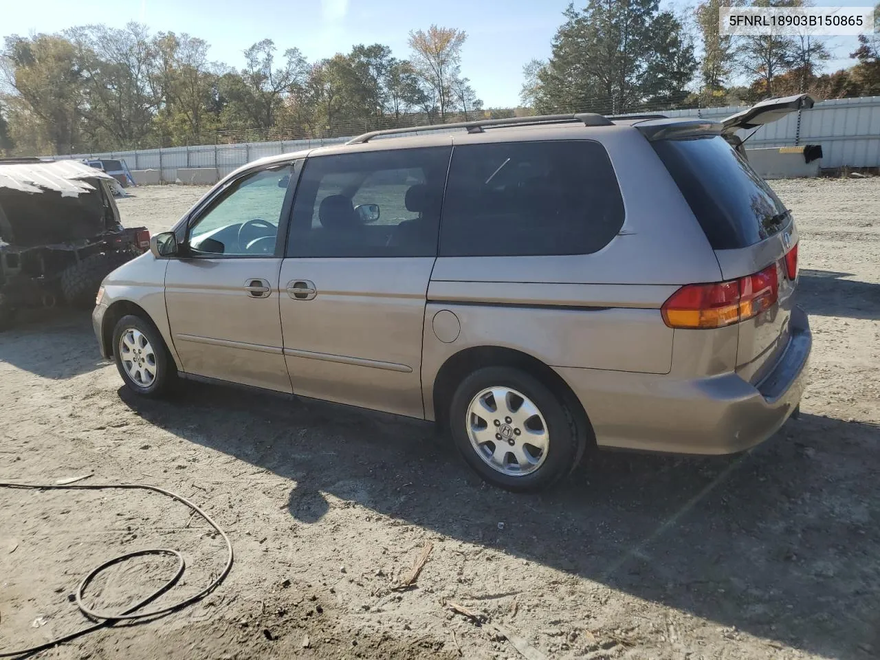 2003 Honda Odyssey Exl VIN: 5FNRL18903B150865 Lot: 77028594