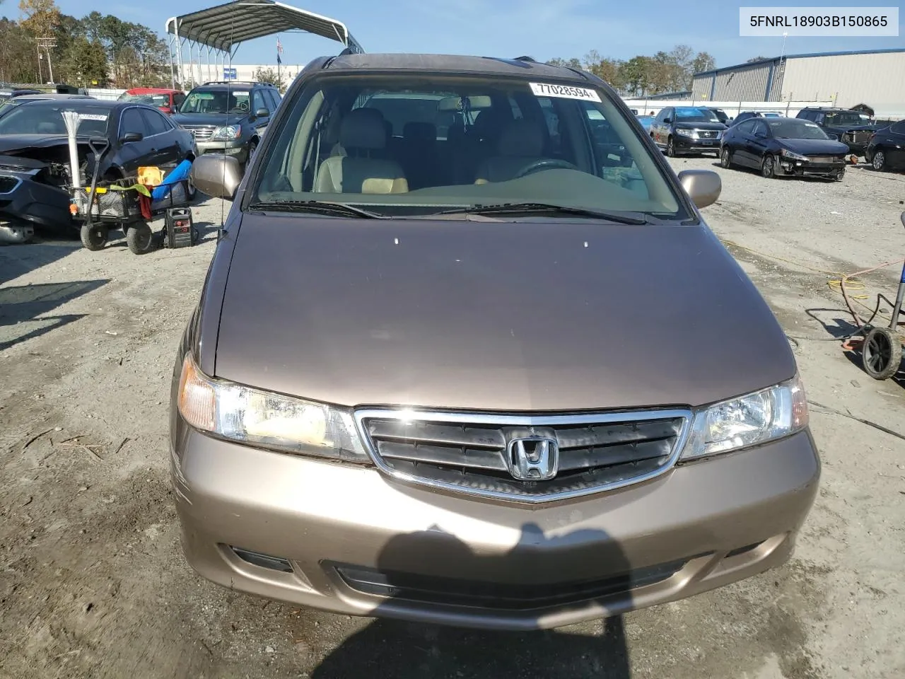 2003 Honda Odyssey Exl VIN: 5FNRL18903B150865 Lot: 77028594