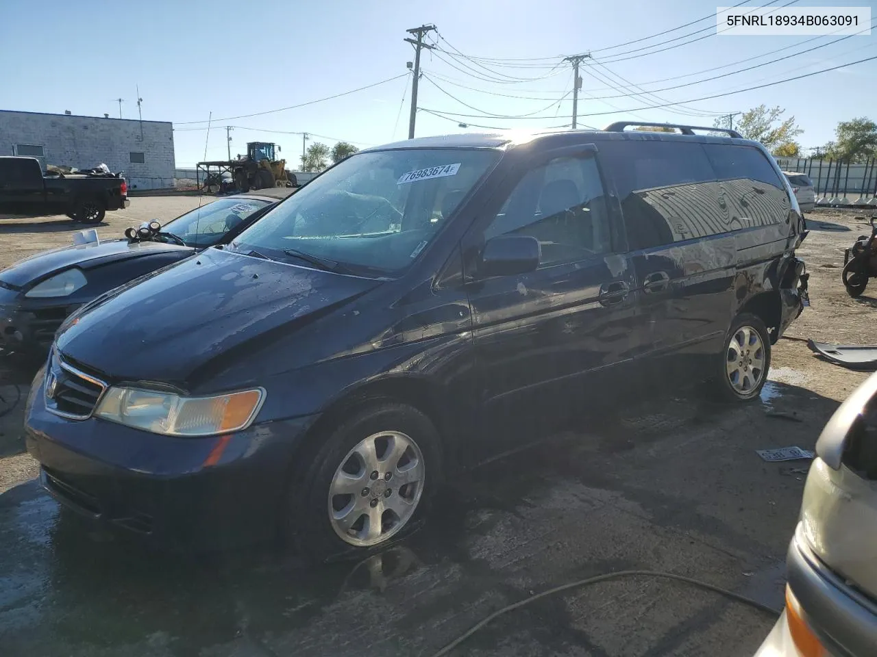 2004 Honda Odyssey Exl VIN: 5FNRL18934B063091 Lot: 76983674