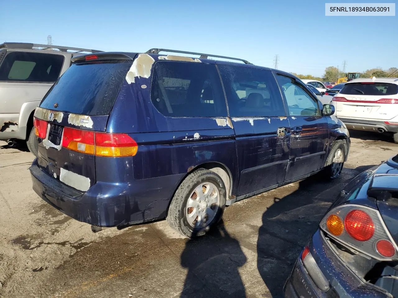 2004 Honda Odyssey Exl VIN: 5FNRL18934B063091 Lot: 76983674