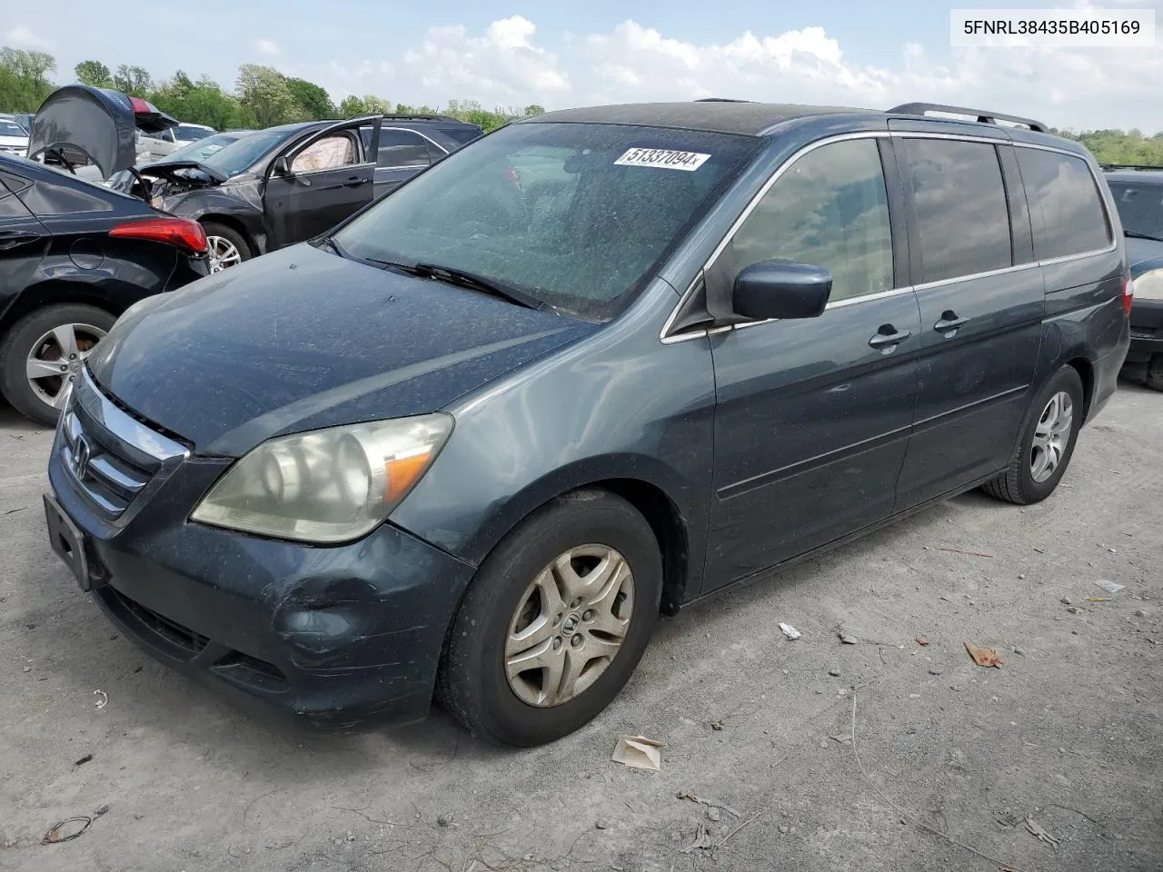 2005 Honda Odyssey Ex VIN: 5FNRL38435B405169 Lot: 51337094