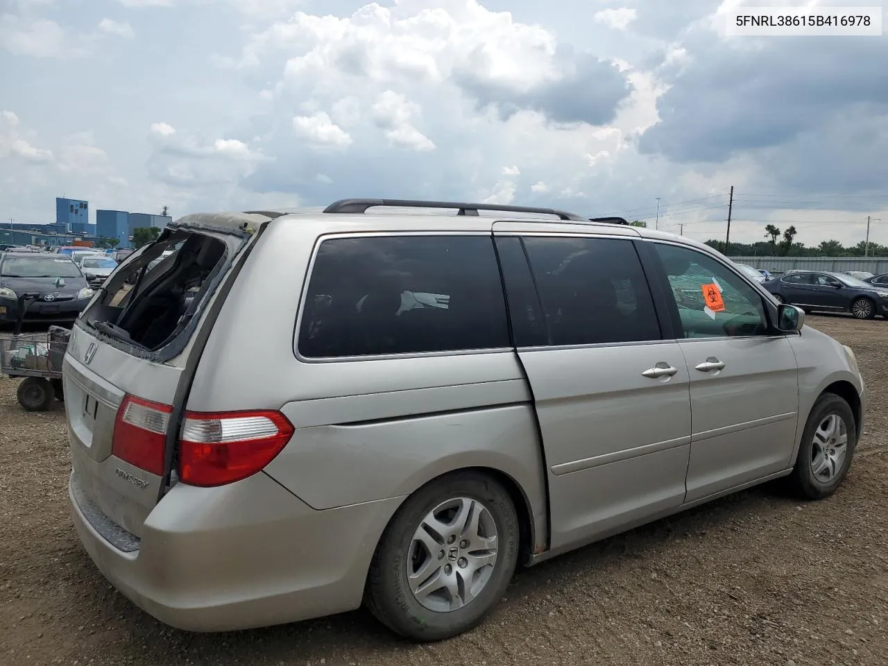 2005 Honda Odyssey Exl VIN: 5FNRL38615B416978 Lot: 61674664