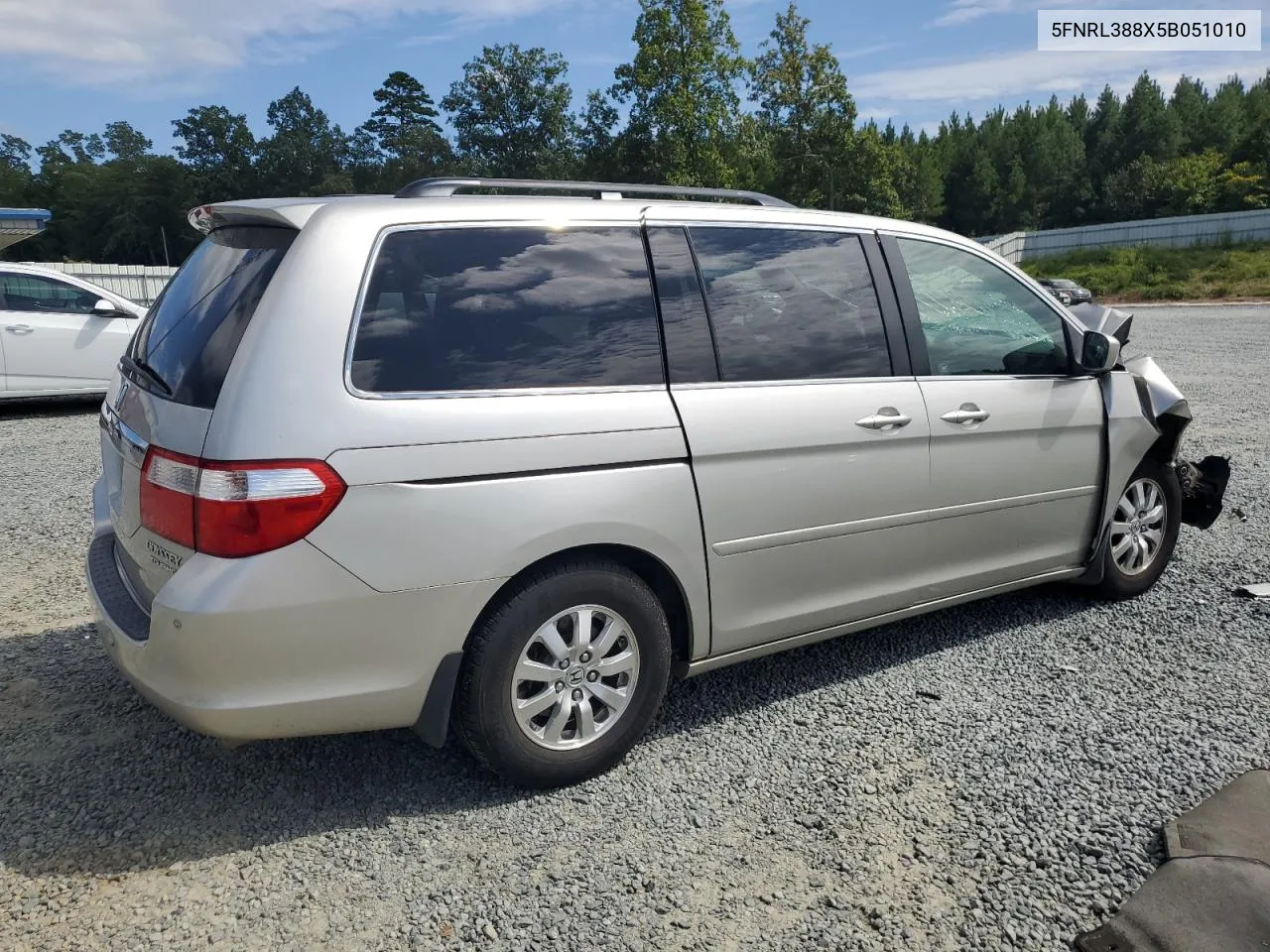 2005 Honda Odyssey Touring VIN: 5FNRL388X5B051010 Lot: 70082244