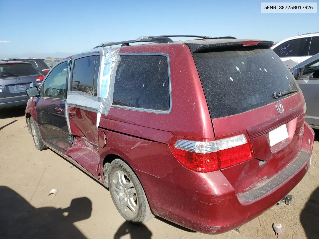 2005 Honda Odyssey Exl VIN: 5FNRL38725B017926 Lot: 72215974