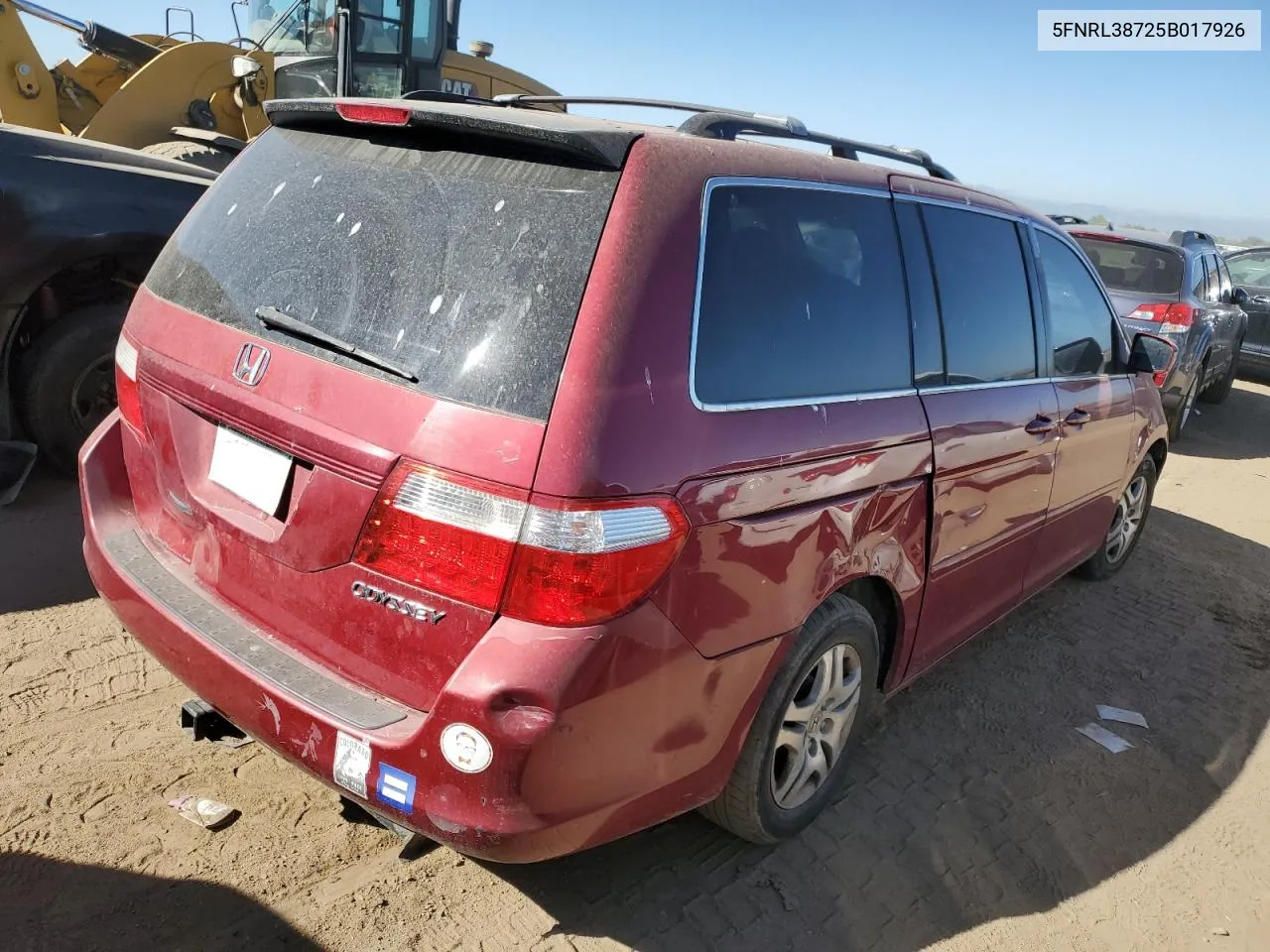 2005 Honda Odyssey Exl VIN: 5FNRL38725B017926 Lot: 72215974