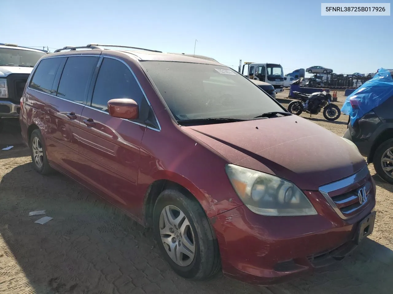 2005 Honda Odyssey Exl VIN: 5FNRL38725B017926 Lot: 72215974