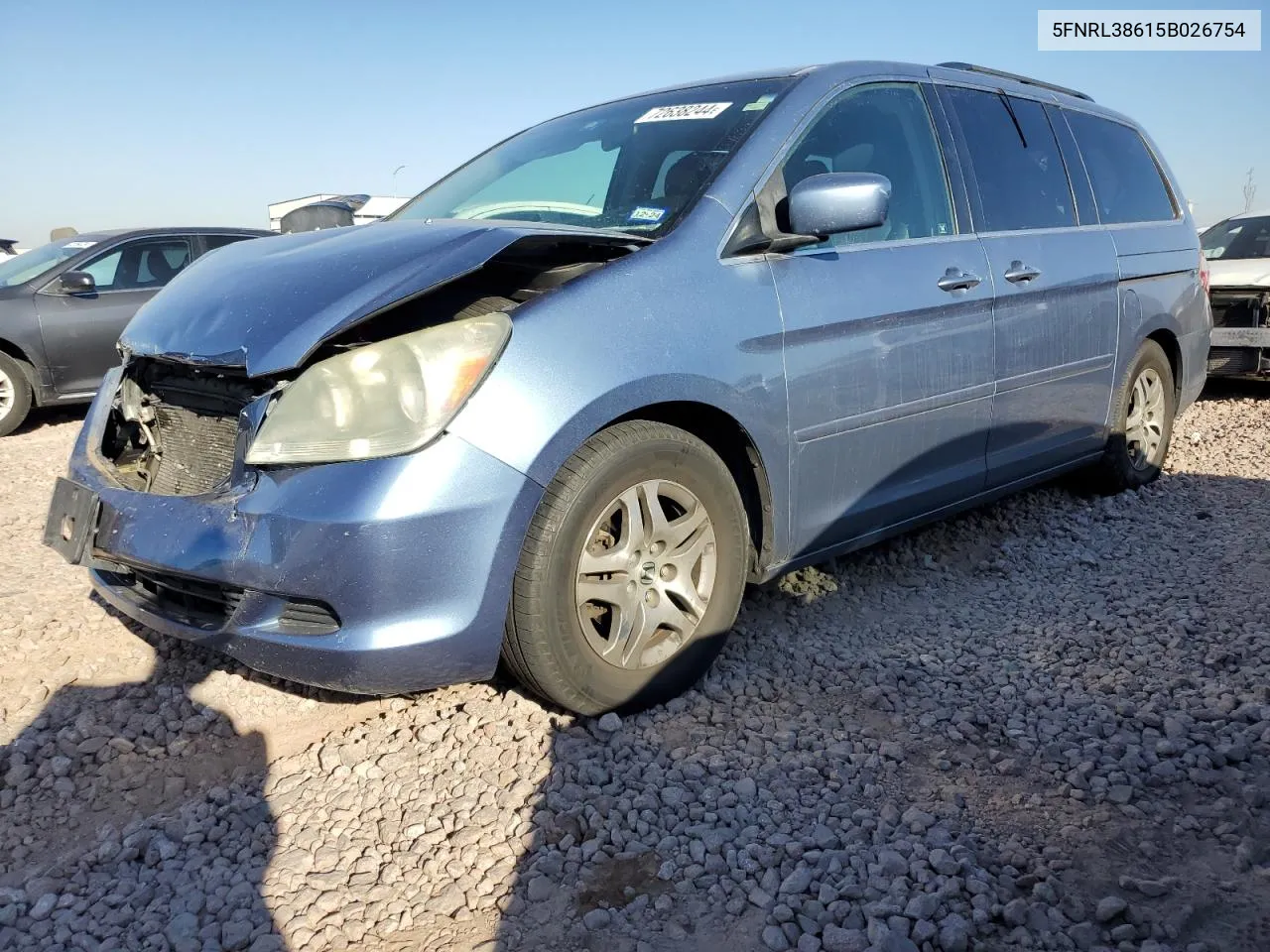 2005 Honda Odyssey Exl VIN: 5FNRL38615B026754 Lot: 72638244